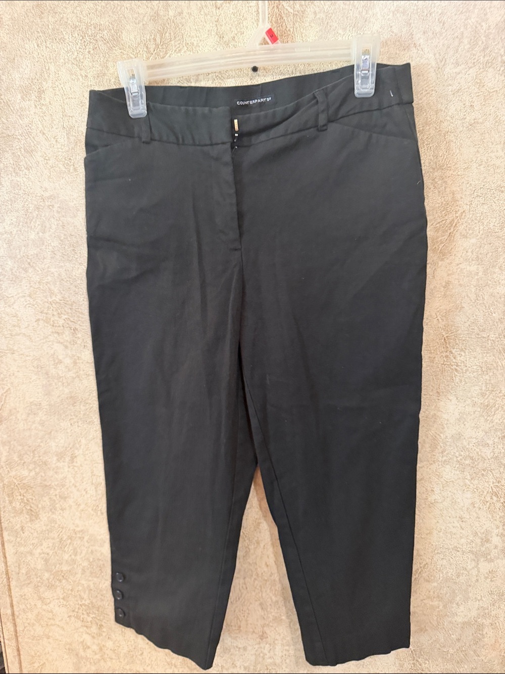 Counterparts Black Cropped Dress Pants with Hem Buttons